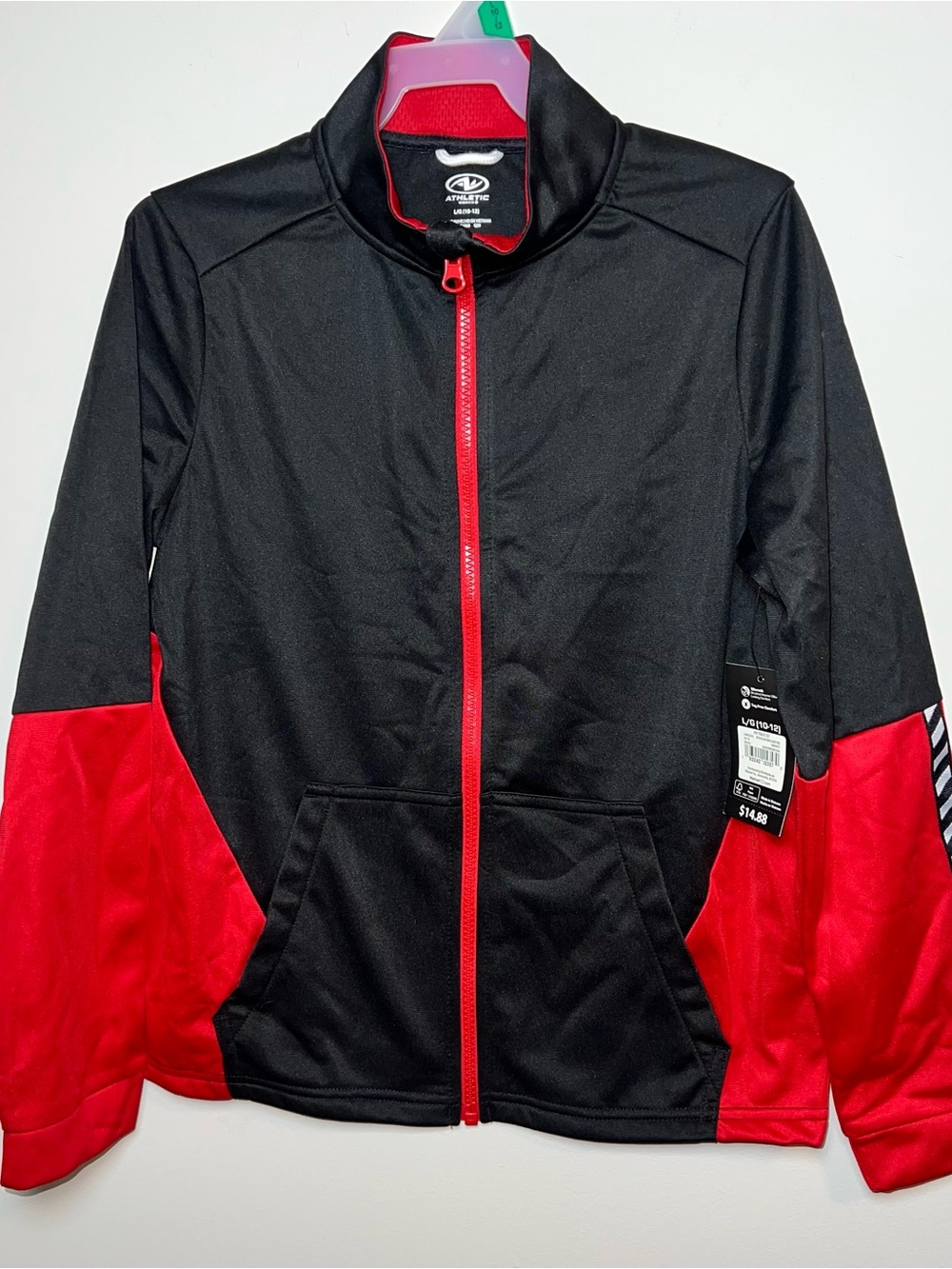Athletic Works Black and Red Full-Zip Performance Jacket